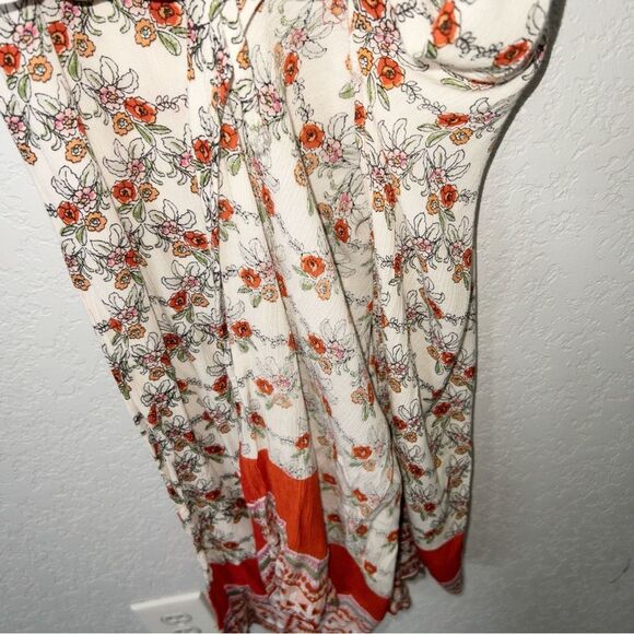 Patrons of Peace Red Floral Boho Off The Shoulder Maxi Dress Size Medium - Picture 2 of 9